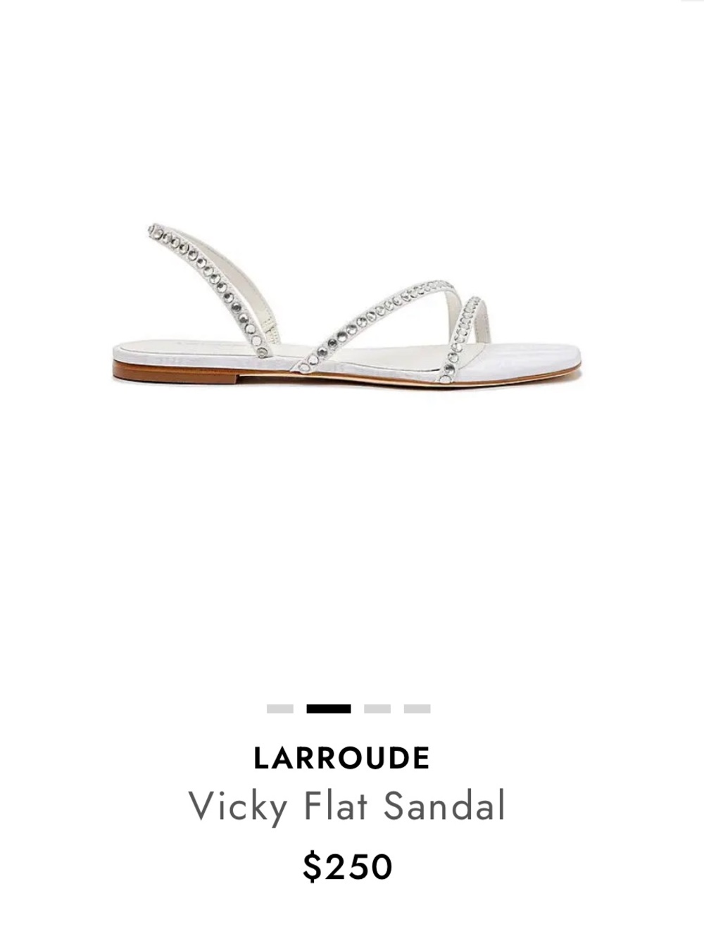 Larroude Vicky Crystal-Embellished White Flat Sandal size 11